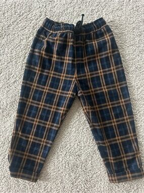 Kids Plaid Jogger Pants - Navy and Brown